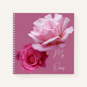 Pretty pink rose floral simple modern stylish fun notebook