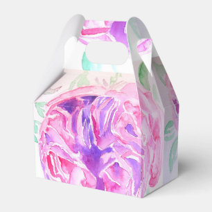 Pretty Pink Rose Floral Wedding Cake Favor Box