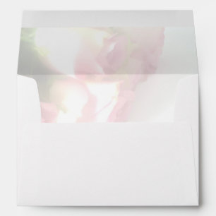 Pretty pink rose flower liner wedding envelopes