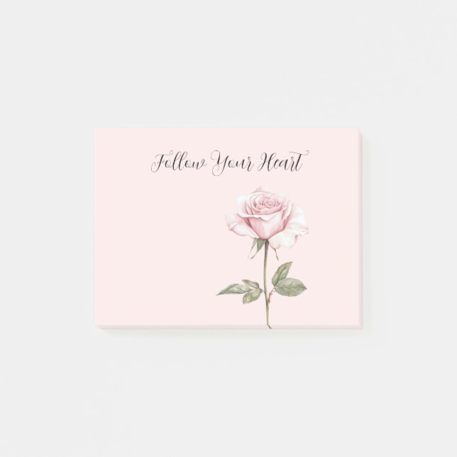 Pretty Pink Rose Flower Post-it Notes (Front)