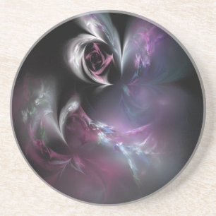 Pretty Pink Rose Fractal Coaster