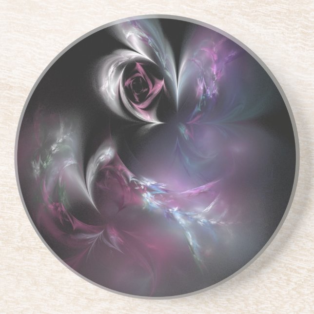 Pretty Pink Rose Fractal Coaster (Front)