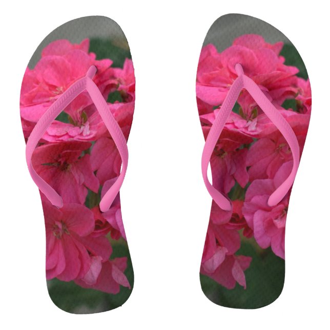 Pretty Pink Rose Geranium Flip Flops (Footbed)