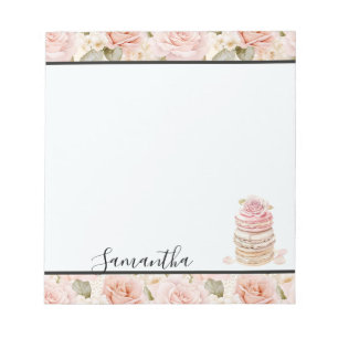 Pretty Pink Rose Macaroons Notepad