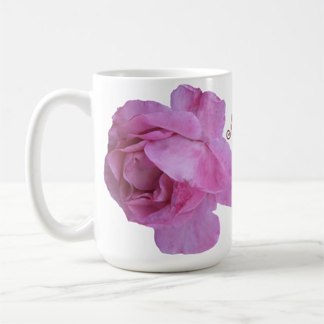 Pretty pink rose Mum floral simple modern stylish Coffee Mug (Left)