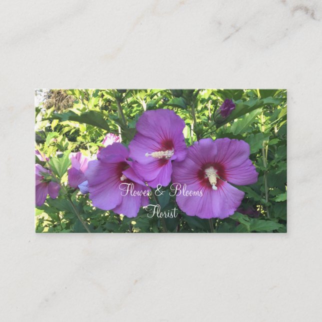 Pretty Pink Rose of Sharon/Hibiscus Personalised  Business Card (Front)