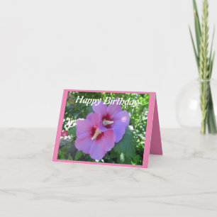 Pretty Pink Rose of Sharon Photo Birthday Card