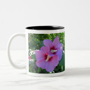 Pretty Pink Rose of Sharon Photo Two-Tone Coffee Mug