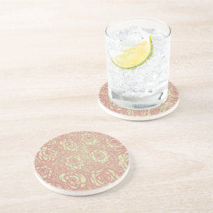 Pretty Pink Rose Pattern Coaster