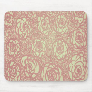 Pretty Pink Rose Pattern Mouse Mat