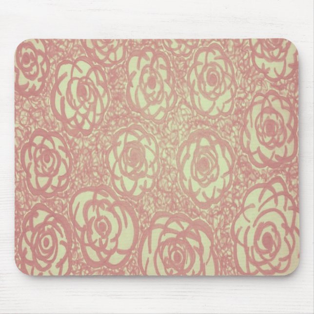 Pretty Pink Rose Pattern Mouse Mat (Front)