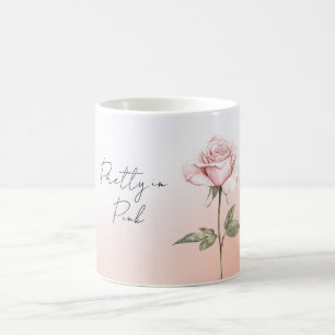 Pretty Pink Rose Peach Ombre Floral Coffee Mug