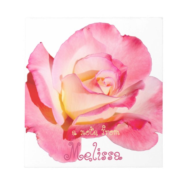 Pretty Pink Rose Personalised Notepad (Front)