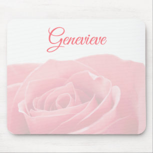 Pretty Pink Rose Personalised with Name Mouse Pad