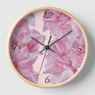 Pretty Pink rose petal floral simple modern pretty Clock