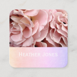 pretty pink rose petals flower photography square business card