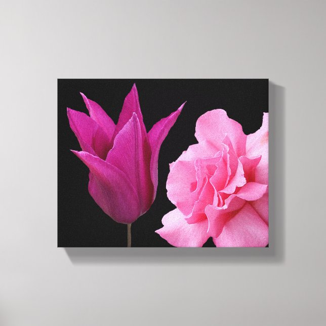 Pretty pink rose tulip flower simple modern floral canvas print (Front)