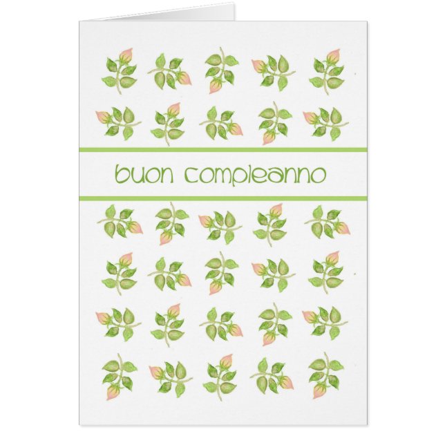 Pretty Pink Rosebuds Italian Language Birthday (Front)