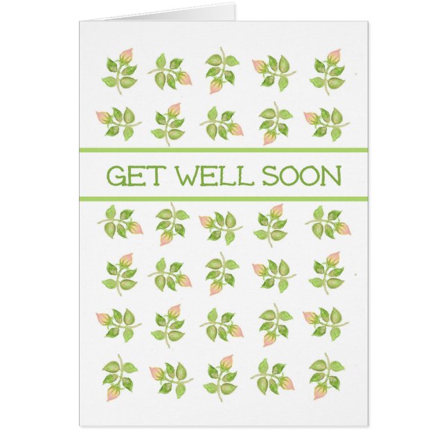 Pretty Pink Rosebuds on White Get Well Soon (Front)