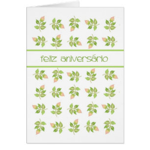 Pretty Pink Rosebuds Portuguese Language Birthday