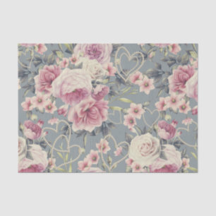 Pretty Pink Roses and Pearl Hearts Tissue Paper