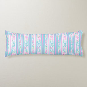 Pretty Pink Roses and Stripes Body Pillow
