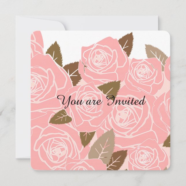 Pretty Pink Roses Baby Shower Invitation (Front)