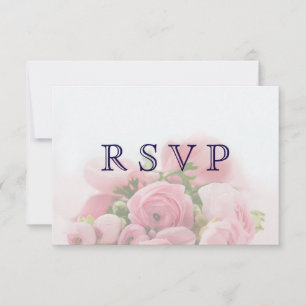 Pretty Pink Roses Bouquet RSVP Card