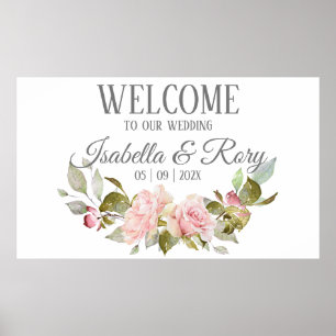 Pretty Pink Roses Bouquet Wedding Poster
