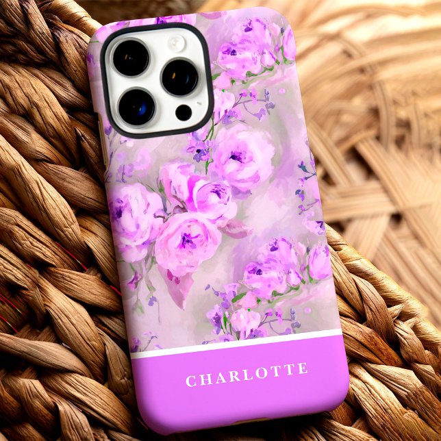 Pretty Pink Roses Custom Name Floral Case-Mate iPhone Case (Creator Uploaded)