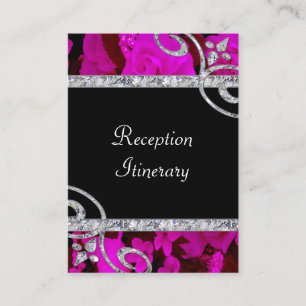Pretty Pink Roses & Diamond Swirls Wedding Enclosure Card