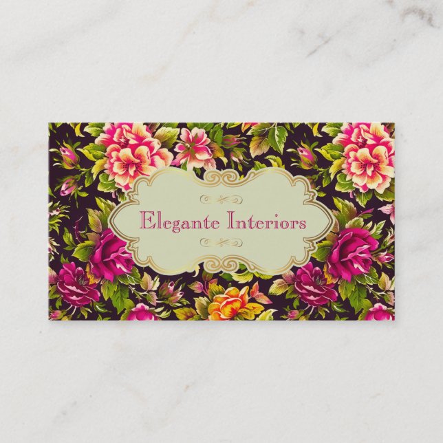 Pretty Pink Roses Floral Business Card (Front)