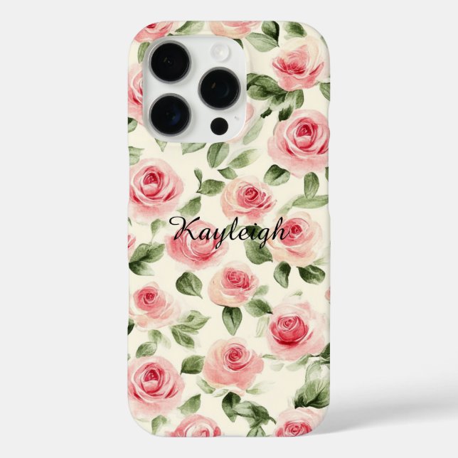 Pretty Pink Roses Floral Case-Mate iPhone Case (Back)