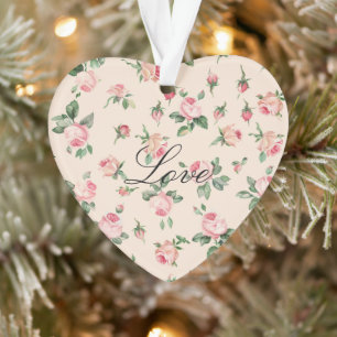 Pretty Pink Roses Floral Christmas Ornament