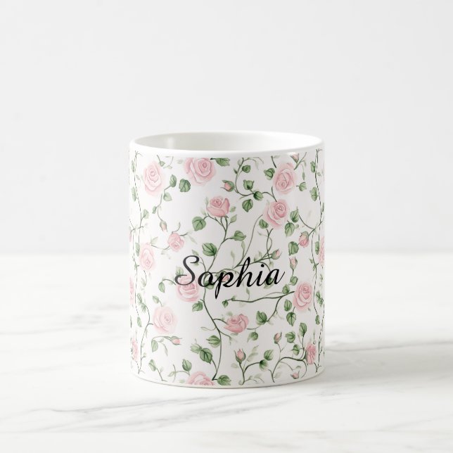 Pretty Pink Roses Floral   Coffee Mug (Center)