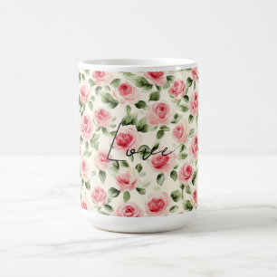 Pretty Pink Roses Floral Coffee Mug