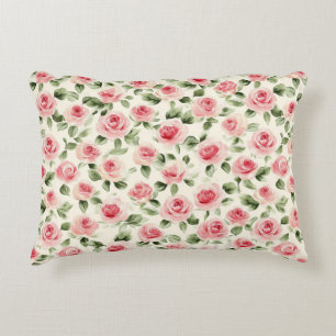 Pretty Pink Roses Floral  Decorative Cushion