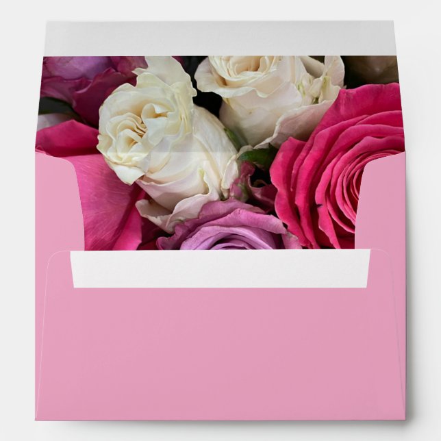 Pretty Pink Roses Floral  Envelope (Back (Bottom))