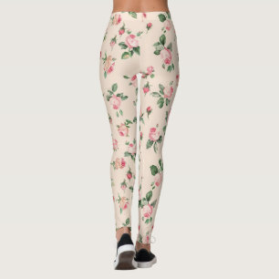 Pretty Pink Roses Floral Leggings