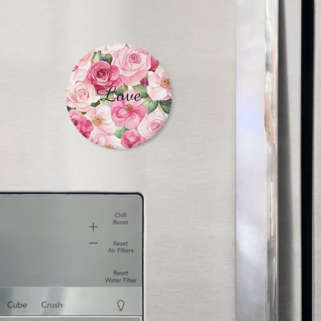 Pretty Pink Roses Floral  Magnet (In Situ (Fridge))
