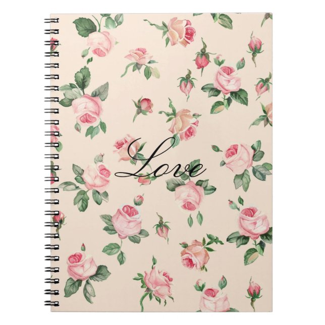 Pretty Pink Roses Floral Notebook (Front)