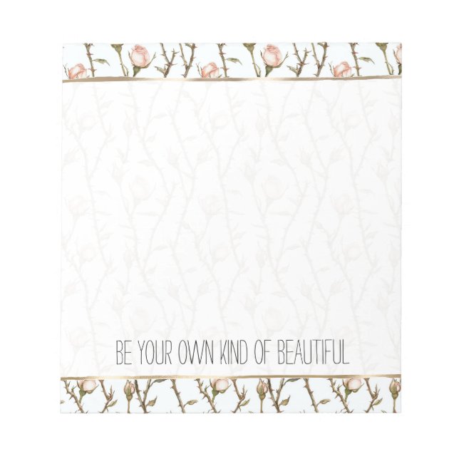 Pretty Pink Roses Floral Notepad (Front)