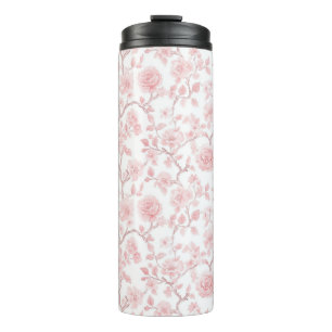 Pretty Pink Roses Floral   Thermal Tumbler