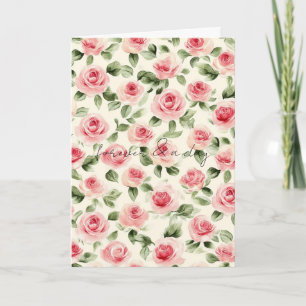 Pretty Pink Roses Floral Wedding Love Card