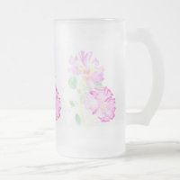 Pretty Pink Roses Frosted Glass Mug