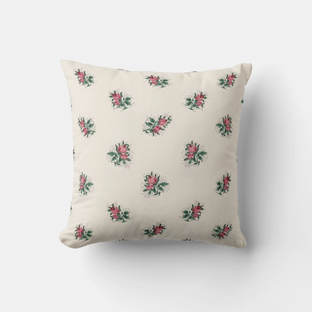 Pretty Pink Roses Girly Vintage Wallpaper Pattern Cushion (Front)
