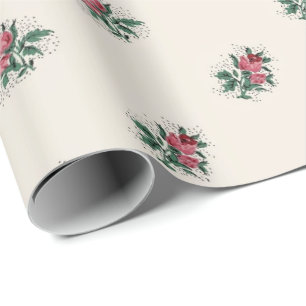 Pretty Pink Roses Girly Vintage Wallpaper Pattern Wrapping Paper