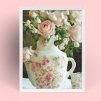 Pretty Pink Roses in Vintage Antique China Teapot