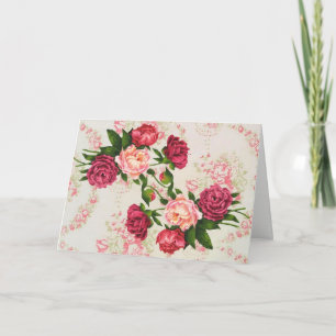 Pretty Pink Roses Large Font Birthday Card