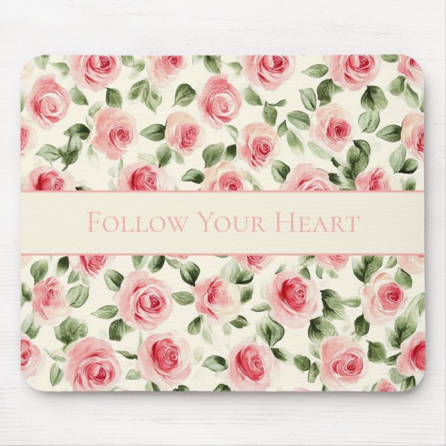 Pretty Pink Roses  Mouse Mat (Front)